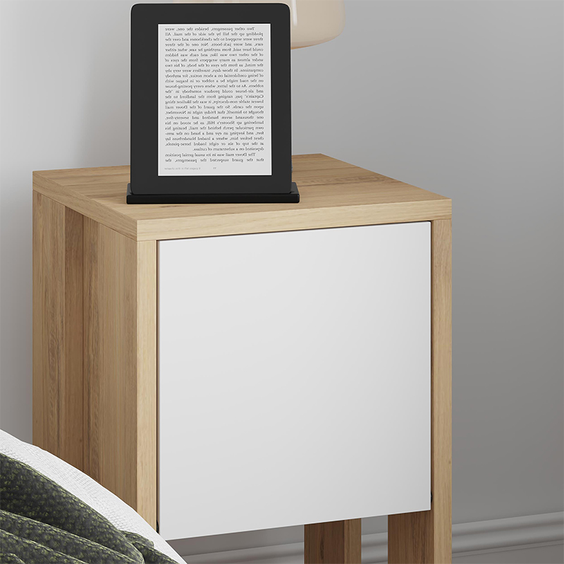 Ema Megapap melamine night-stand in sapphire oak - white color 30x30x55cm.