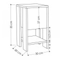 Ema Megapap melamine night-stand in sapphire oak - white color 30x30x55cm.