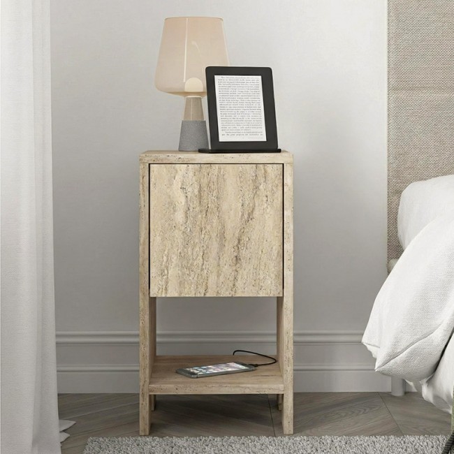Κομοδίνο Ema Megapap χρώμα travertine 30x30x55εκ.