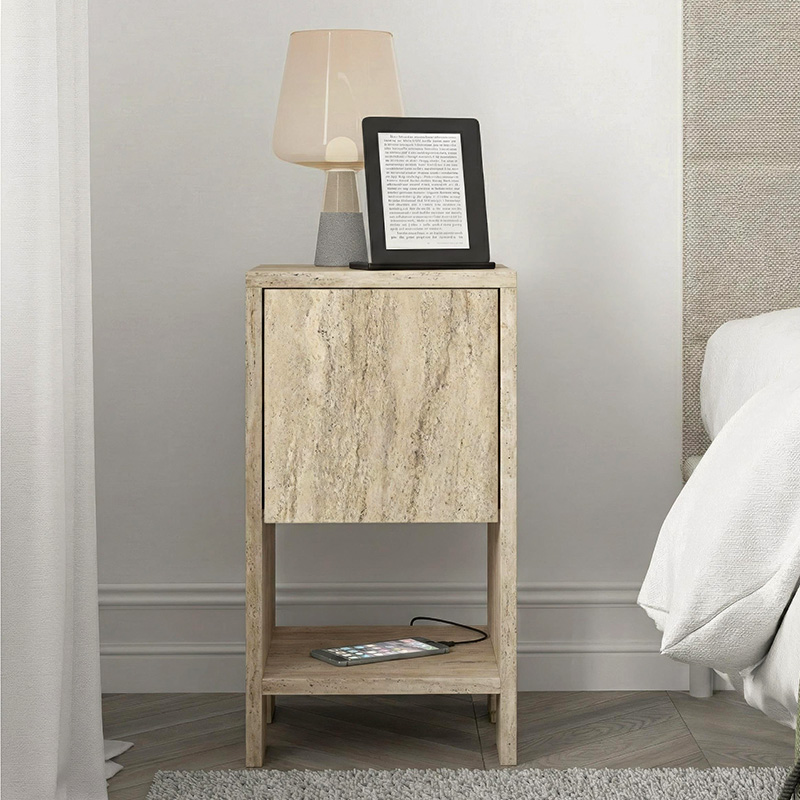 Ema Megapap melamine night-stand in travertine color 30x30x55cm.