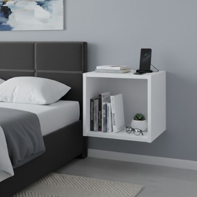 Beny Megapap melamine wall nightstand in white color 34x30.3x34cm.