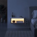 Κομοδίνο επιτοίχιο Brik Megapap με LED χρώμα λευκό - γκρι ρετρό 45x30x18εκ.