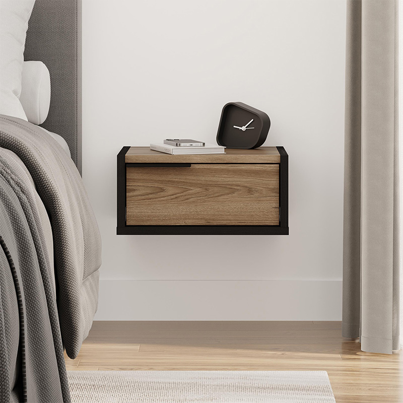 Κομοδίνο επιτοίχιο Eco Megapap χρώμα black wood - καρυδί Ud 40x33x18,5εκ.
