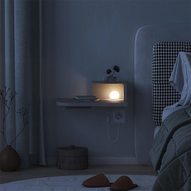 Luno Megapap wall mounted nighstand with LED light in sandstone color 40x30x16.2cm.