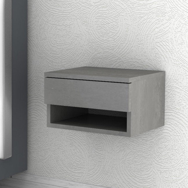 Κομοδίνο επιτοίχιο Mary Megapap χρώμα γκρι σκυροδέματος 40x30x23εκ.