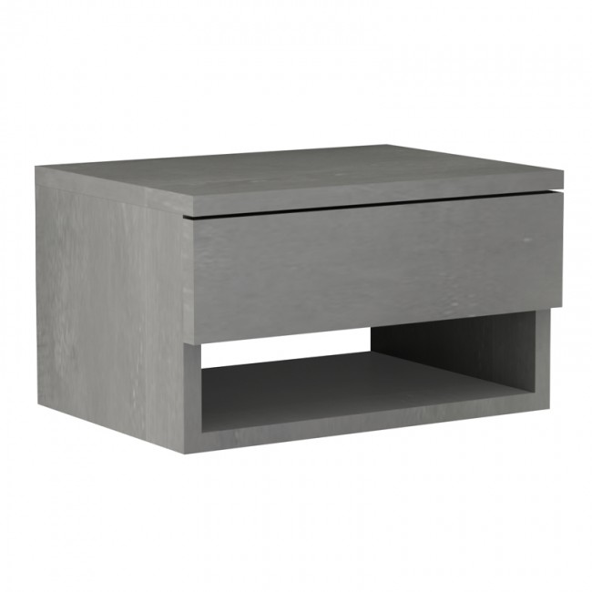 Κομοδίνο επιτοίχιο Mary Megapap χρώμα γκρι σκυροδέματος 40x30x23εκ.