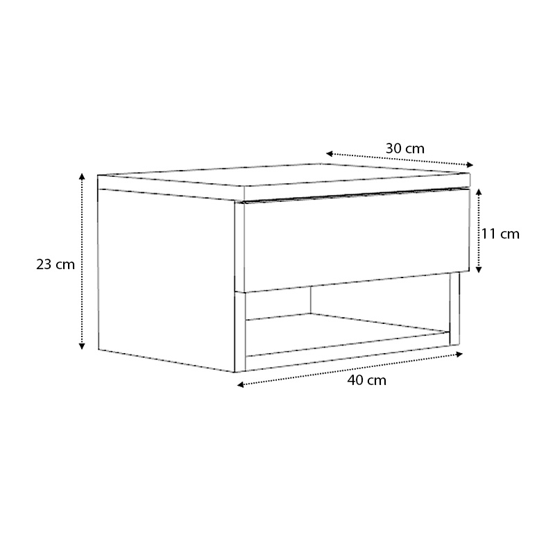 Mary Megapap melamine hanging bedside table in concrete grey color 40x30x23cm.