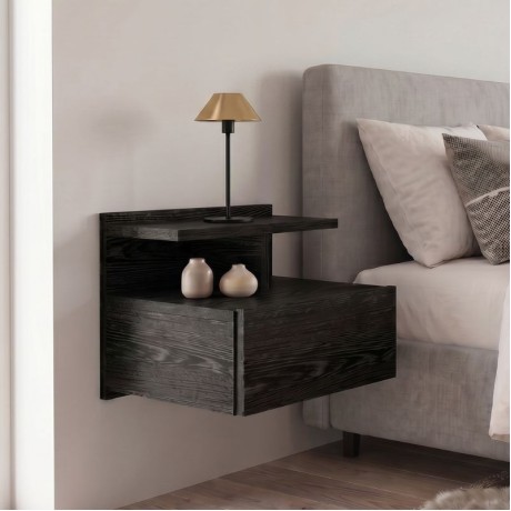Κομοδίνο επιτοίχιο Mislina Megapap χρώμα sencron black 40x33,2x32εκ.