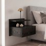 Mislina Megapap melamine wall nightstand in sencron black color 40x33,2x32cm.