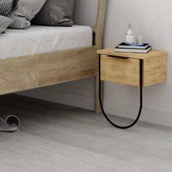 Κομοδίνο επιτοίχιο Norfolk Megapap χρώμα φυσικό οξιάς 33x25x44εκ.