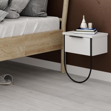 Norfolk Megapap melamine wall night-stand in white color 33x25x44cm.