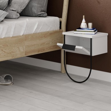 Norfolk Megapap melamine wall night-stand in white color 33x25x44cm.