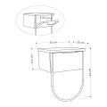 Norfolk Megapap melamine wall night-stand in white color 33x25x44cm.