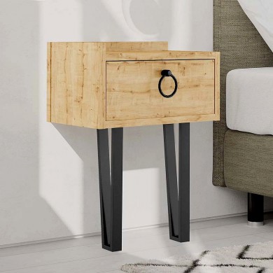 Sponge Megapap melamine wall night-stand in oak color 40x24x51cm.