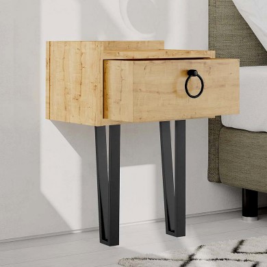 Sponge Megapap melamine wall night-stand in oak color 40x24x51cm.