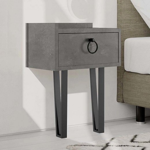 Κομοδίνο επιτοίχιο Sponge Megapap χρώμα γκρι ρετρό 40x24x51εκ.