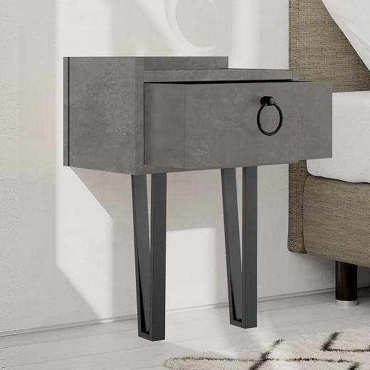 Κομοδίνο επιτοίχιο Sponge Megapap χρώμα γκρι ρετρό 40x24x51εκ.