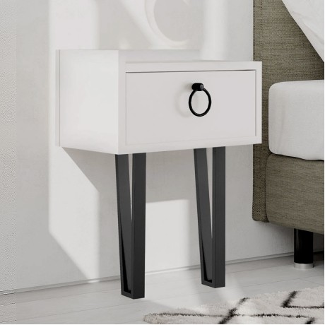 Κομοδίνο επιτοίχιο Sponge Megapap χρώμα λευκό 40x24x51εκ.