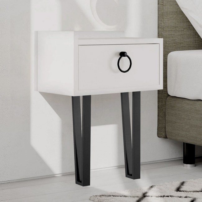 Κομοδίνο επιτοίχιο Sponge Megapap χρώμα λευκό 40x24x51εκ.