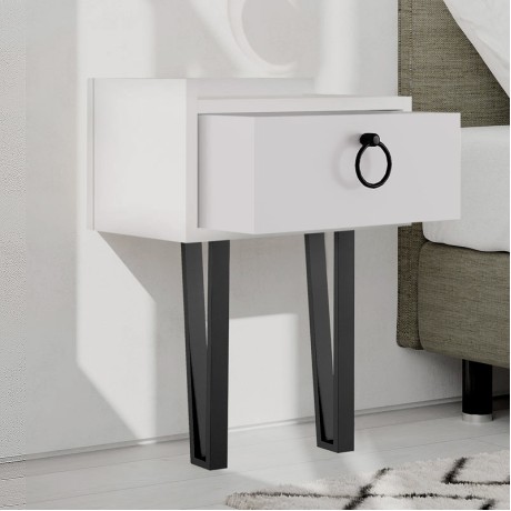 Κομοδίνο επιτοίχιο Sponge Megapap χρώμα λευκό 40x24x51εκ.