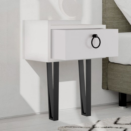 Κομοδίνο επιτοίχιο Sponge Megapap χρώμα λευκό 40x24x51εκ.