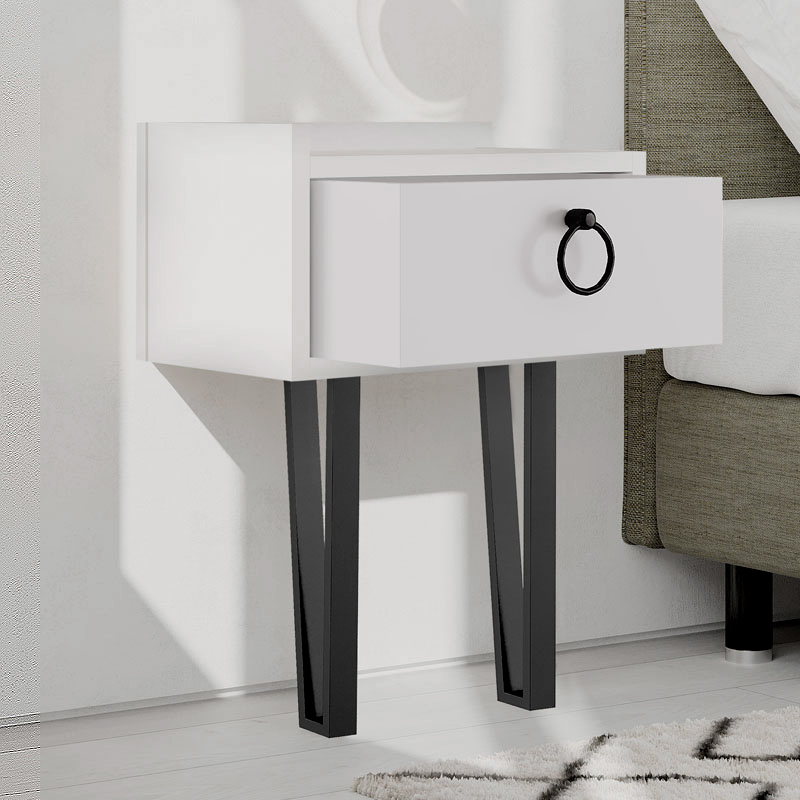 Sponge Megapap melamine wall night-stand in white color 40x24x51cm.