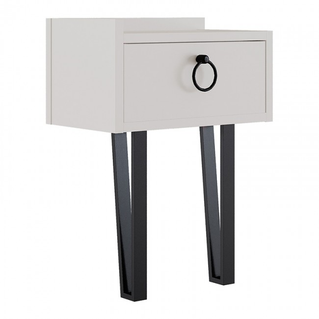 Κομοδίνο επιτοίχιο Sponge Megapap χρώμα λευκό 40x24x51εκ.