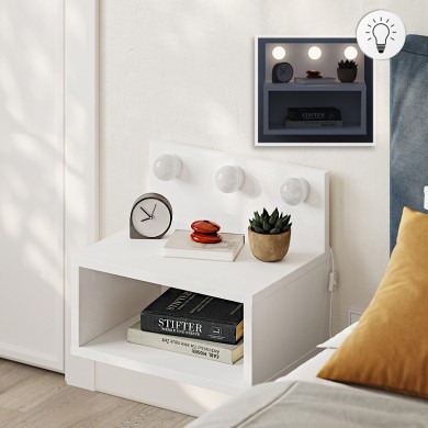 Treo Megapap wall mounted nighstand with LED light in white color 40x30x33.8cm.