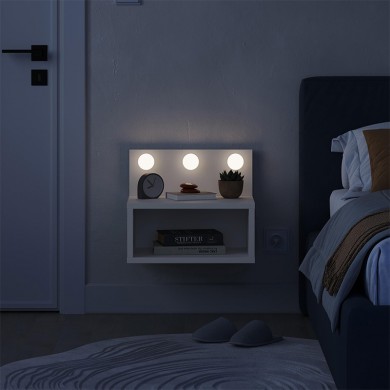 Treo Megapap wall mounted nighstand with LED light in white color 40x30x33.8cm.