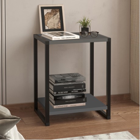 Κομοδίνο Gina Megapap χρώμα ανθρακί - μαύρο 39x30x48εκ.