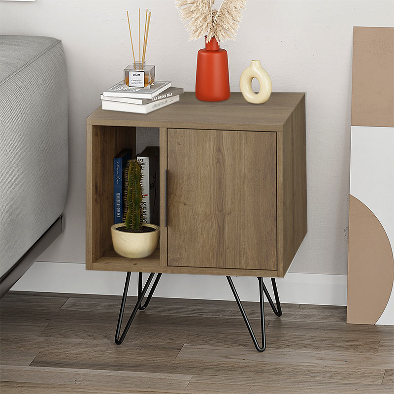 Glynn Megapap melamine night-stand in light brown color 50,2x44,6x60cm.