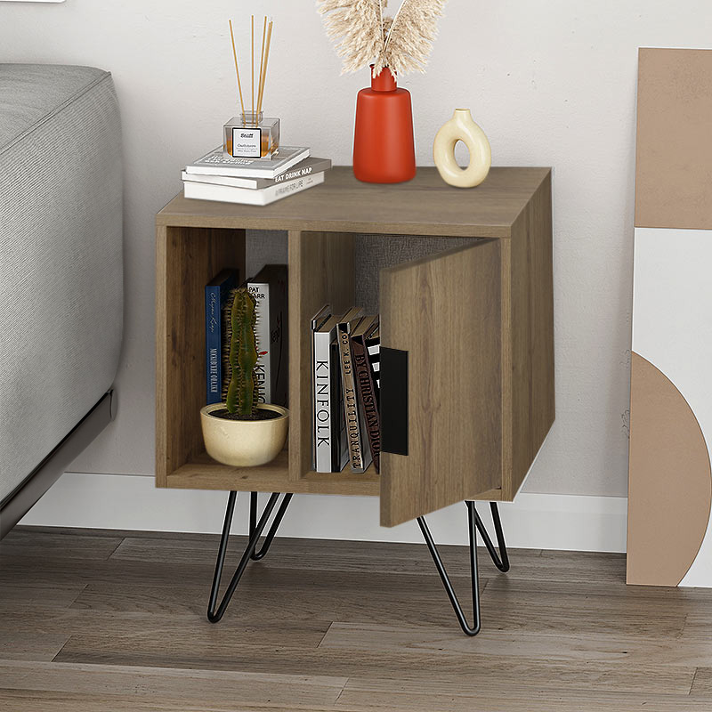 Glynn Megapap melamine night-stand in light brown color 50,2x44,6x60cm.