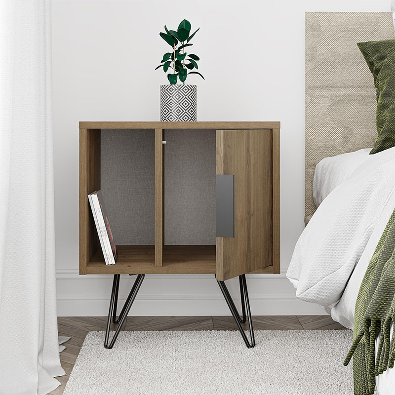 Glynn Megapap melamine night-stand in light brown color 50,2x44,6x60cm.