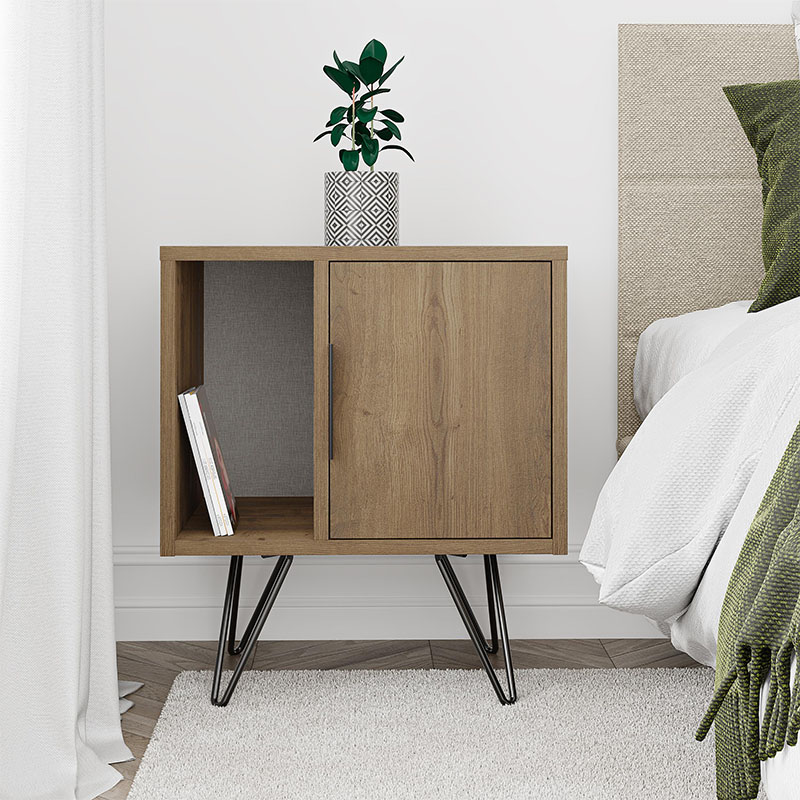 Glynn Megapap melamine night-stand in light brown color 50,2x44,6x60cm.