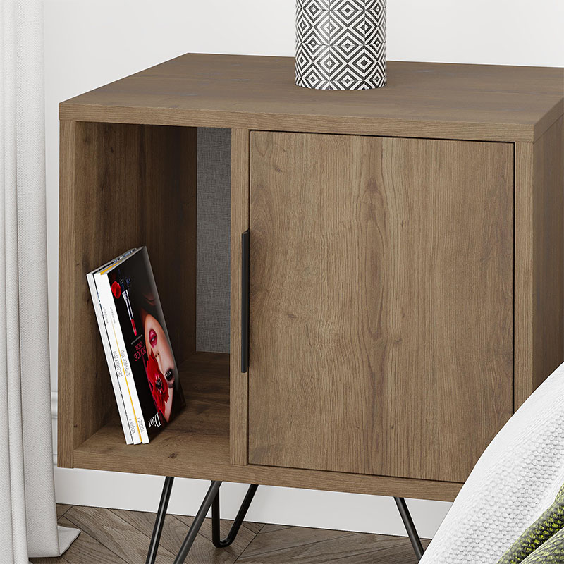 Glynn Megapap melamine night-stand in light brown color 50,2x44,6x60cm.