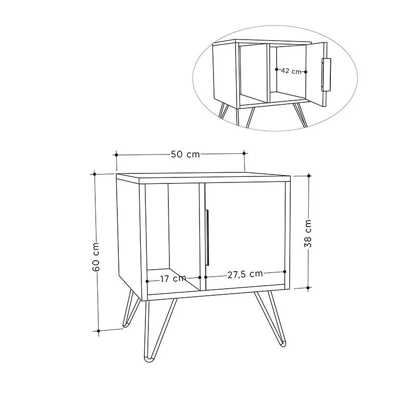 Glynn Megapap melamine night-stand in light brown color 50,2x44,6x60cm.