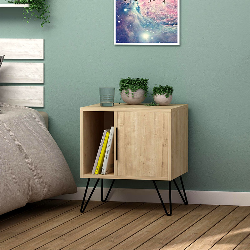 Κομοδίνο Glynn Megapap χρώμα φυσικό οξιάς 50,2x44,6x60εκ.