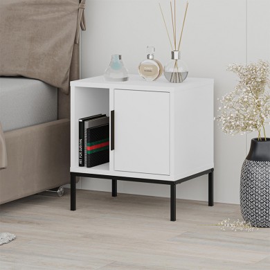 Glynn Megapap melamine nightstand in white color 45x35x50cm.