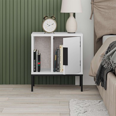 Glynn Megapap melamine nightstand in white color 45x35x50cm.