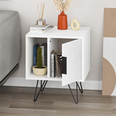 Κομοδίνο Glynn Megapap χρώμα λευκό 50,2x44,6x60εκ.