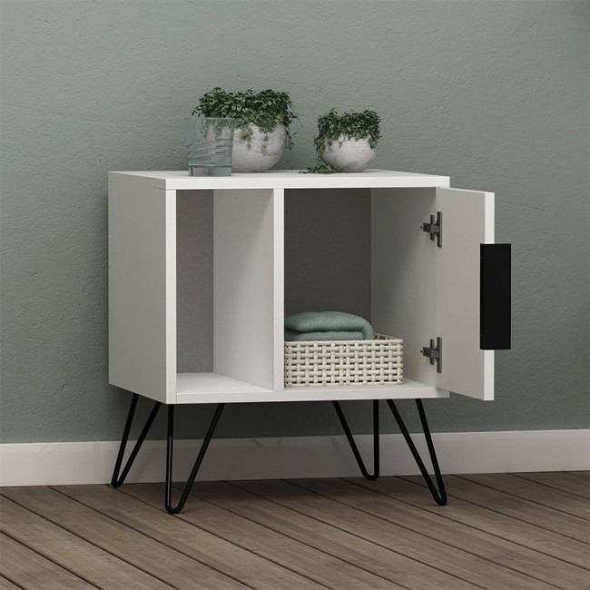 Κομοδίνο Glynn Megapap χρώμα λευκό 50,2x44,6x60εκ.