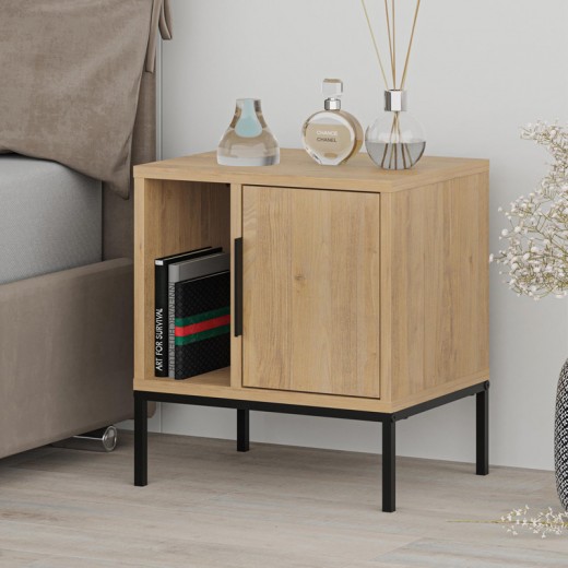 Κομοδίνο Glynn Megapap χρώμα saphhire oak 45x35x50εκ.