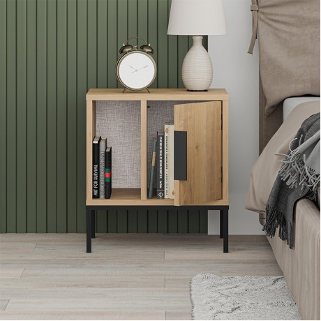 Κομοδίνο Glynn Megapap χρώμα saphhire oak 45x35x50εκ.