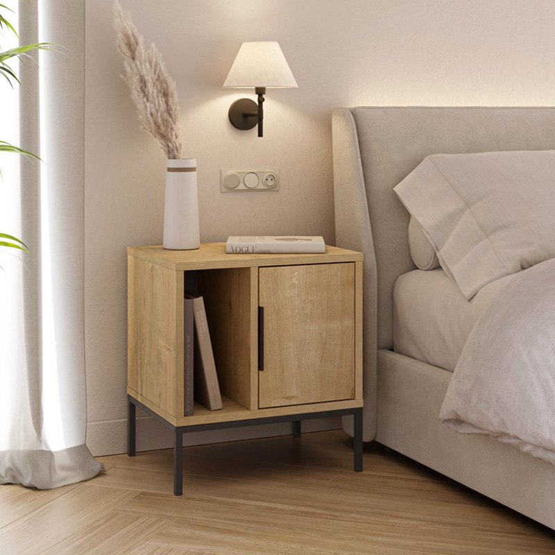 Glynn Megapap melamine nightstand in sapphire oak color 45x35x50cm.