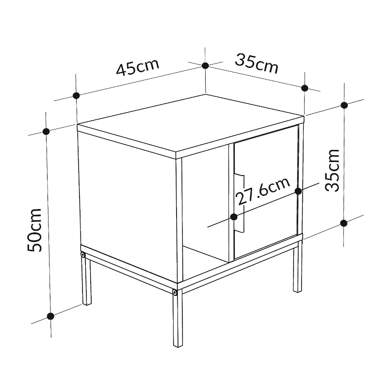 Glynn Megapap melamine nightstand in sapphire oak color 45x35x50cm.