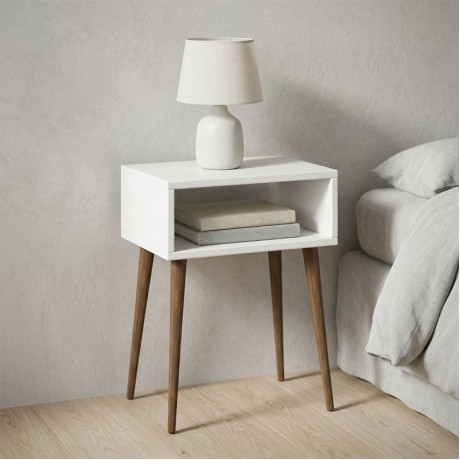 Gola Megapap melamine bedside table in white color 45x30x58cm.