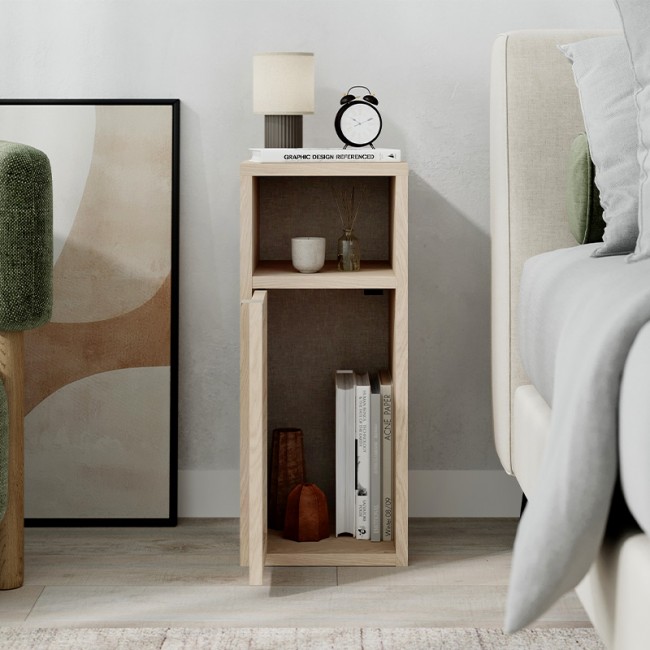 Inca Megapap melamine nightstand in light oak color 25.2x32x60cm.
