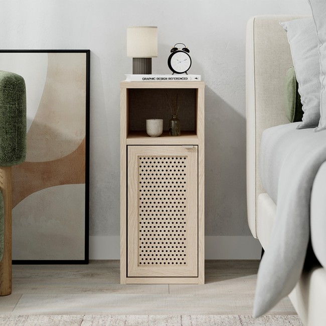 Inca Megapap melamine nightstand in light oak color 25.2x32x60cm.