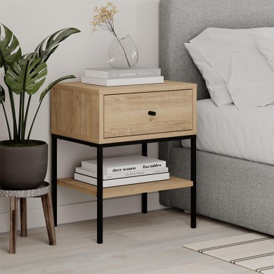 Lisa Megapap melamine nightstand in sapphire oak color 45x35x56cm.