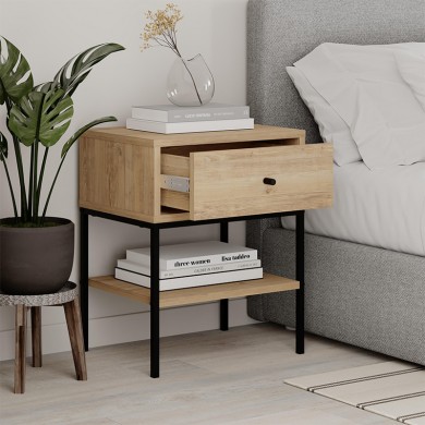 Lisa Megapap melamine nightstand in sapphire oak color 45x35x56cm.